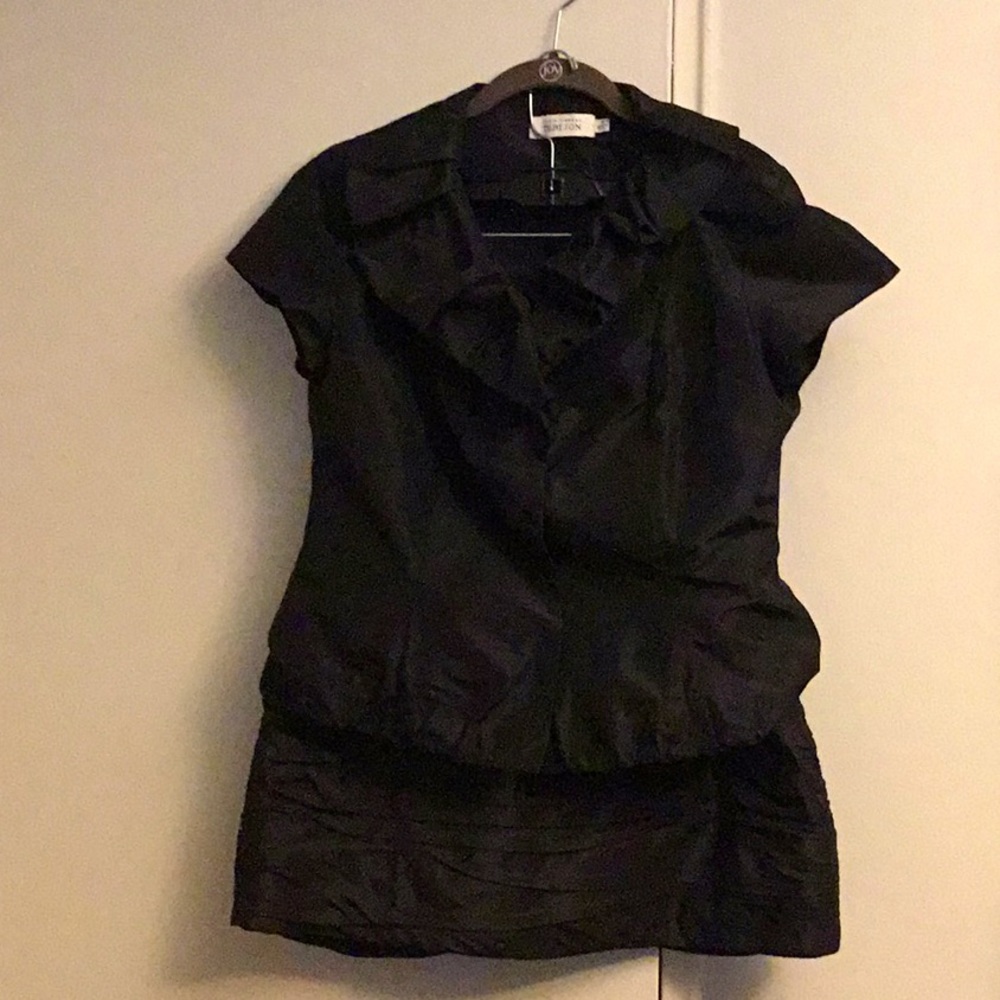 Black silk skirt and matching silk top with hidden snaps by Teri Jon like new